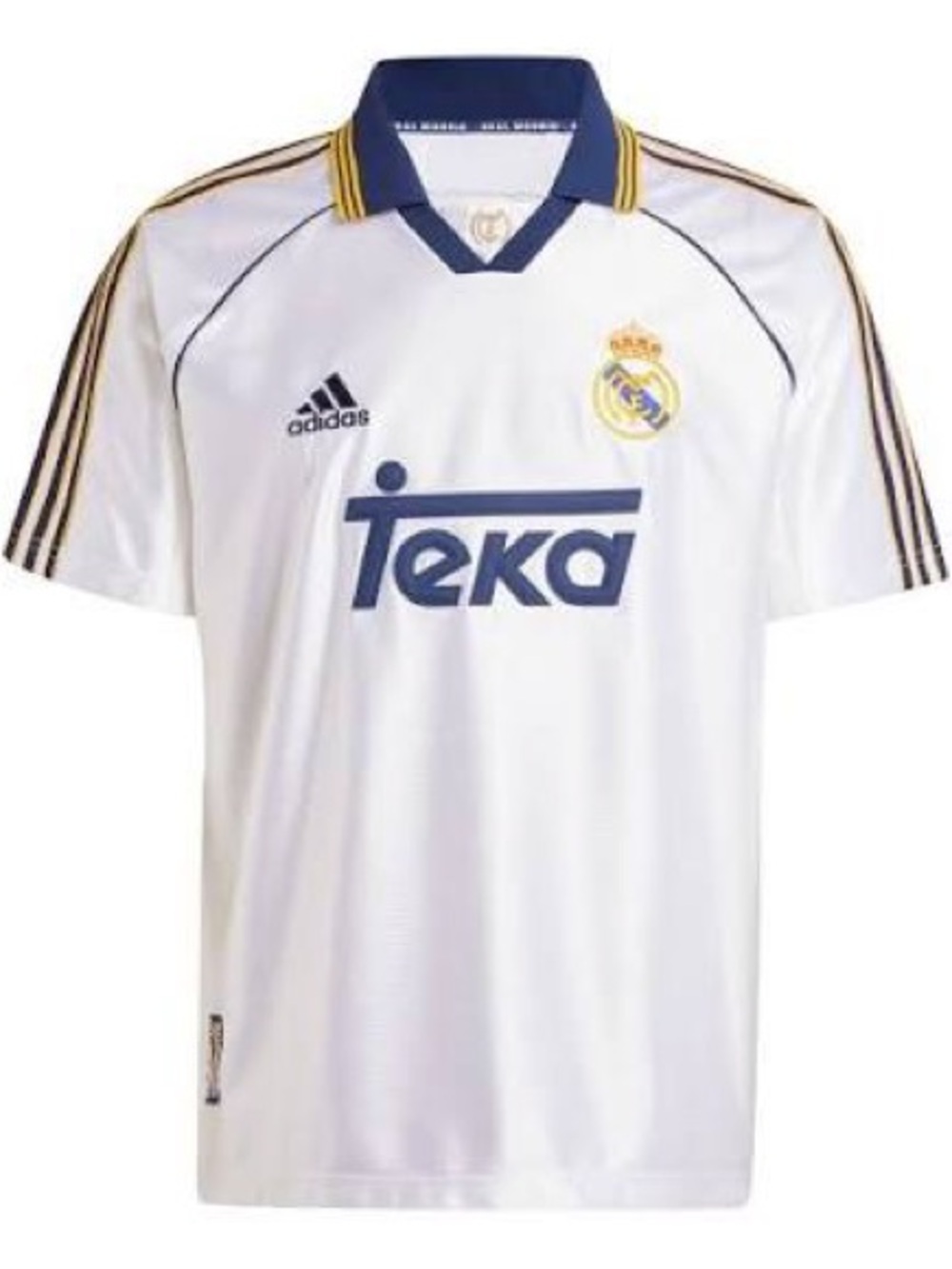 adidas Real Madrid Retro Authentic White Jersey with Navy & Gold Detailing